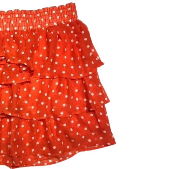 Maurices Orange and White Polka Dot Print Ruffled Skirt - Picture 6 of 11